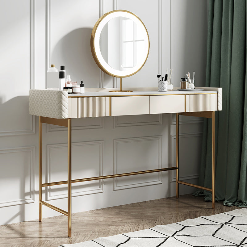 Stone Makeup Counter 14.96" Wide Solid Wood Vanity Tables with Storage Drawers