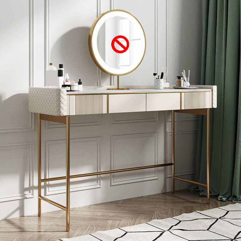 Stone Makeup Counter 14.96" Wide Solid Wood Vanity Tables with Storage Drawers