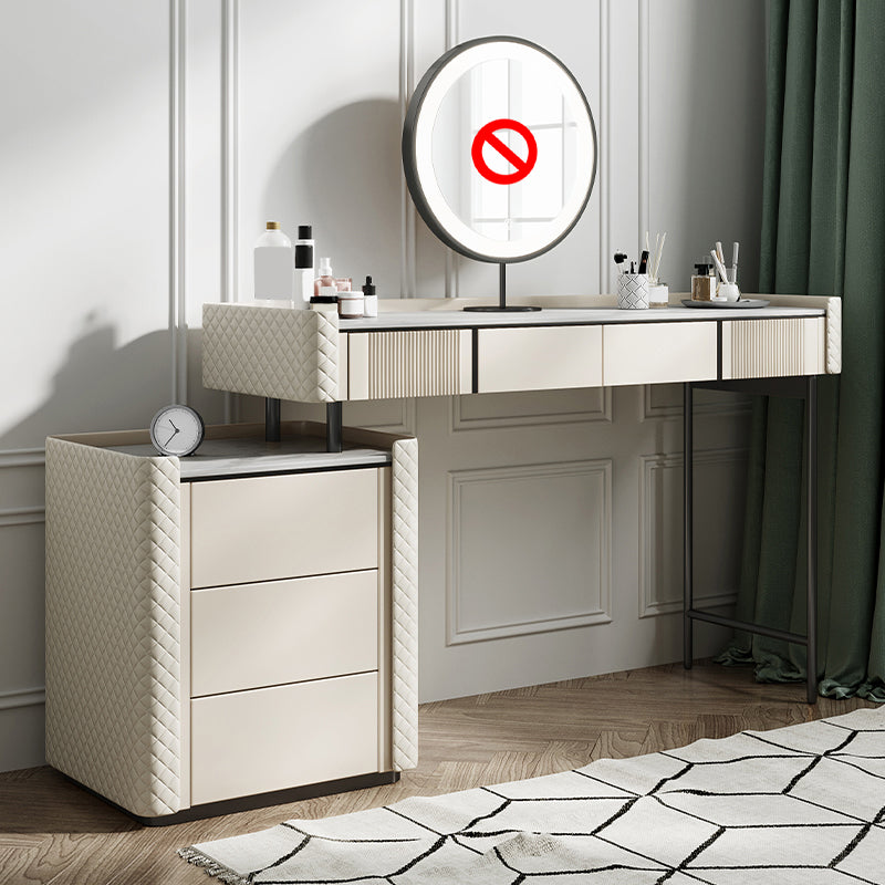 Stone Makeup Counter 14.96" Wide Solid Wood Vanity Tables with Storage Drawers