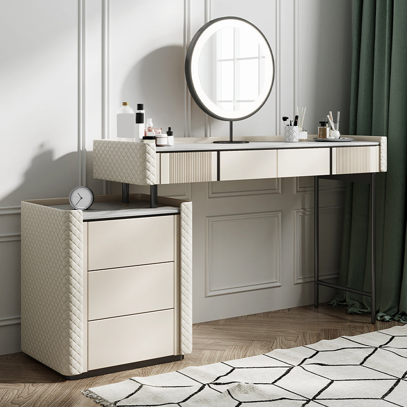 Stone Makeup Counter 14.96" Wide Solid Wood Vanity Tables with Storage Drawers