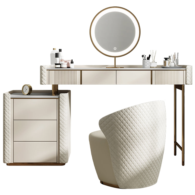 Stone Makeup Counter 14.96" Wide Solid Wood Vanity Tables with Storage Drawers