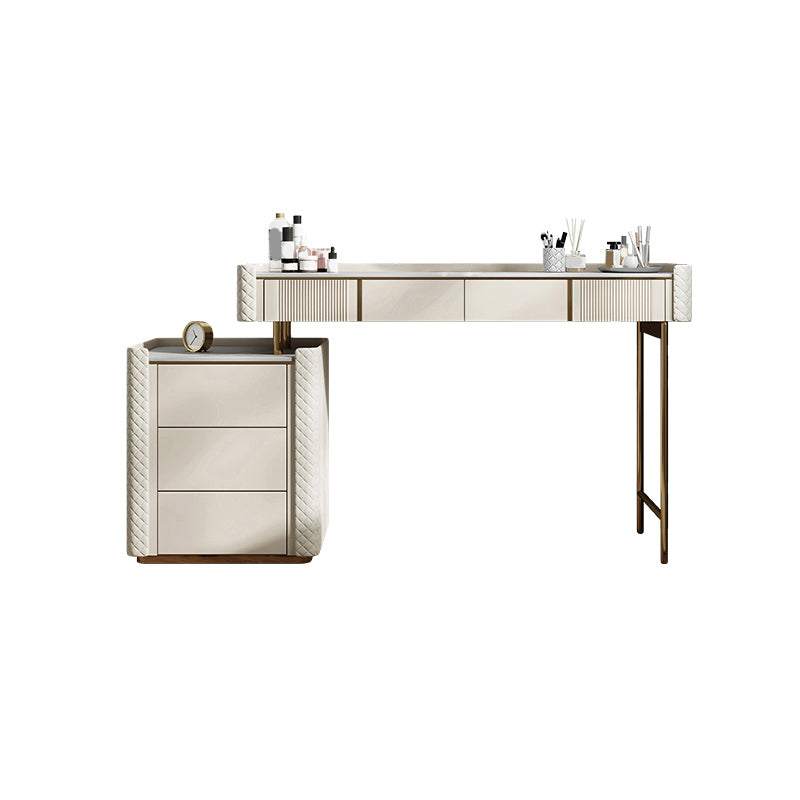 Stone Makeup Counter 14.96" Wide Solid Wood Vanity Tables with Storage Drawers