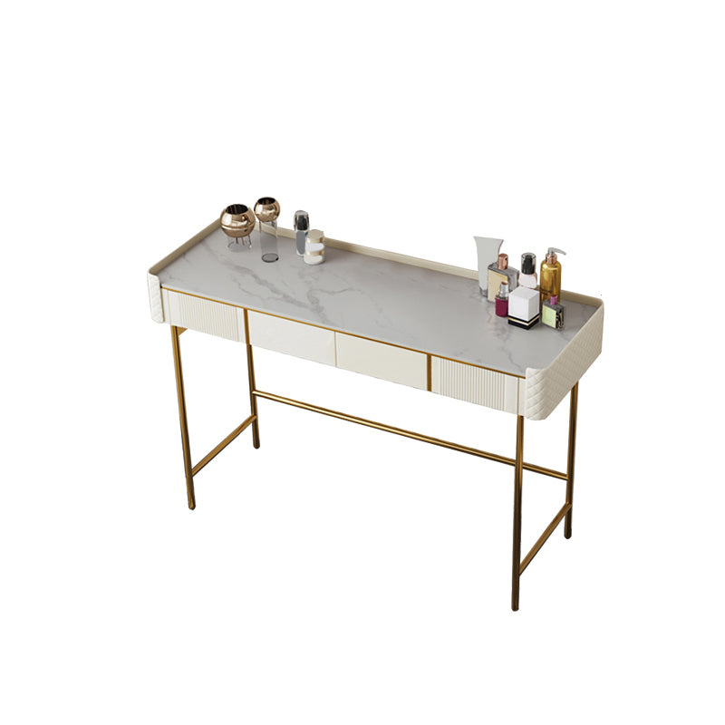 Stone Makeup Counter 14.96" Wide Solid Wood Vanity Tables with Storage Drawers