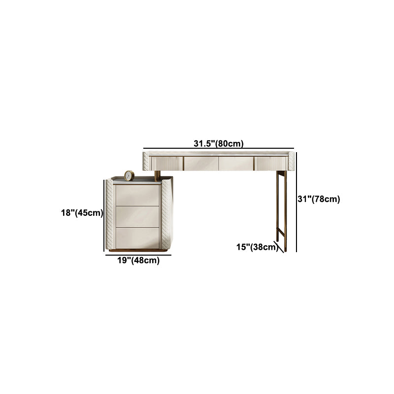 Stone Makeup Counter 14.96" Wide Solid Wood Vanity Tables with Storage Drawers