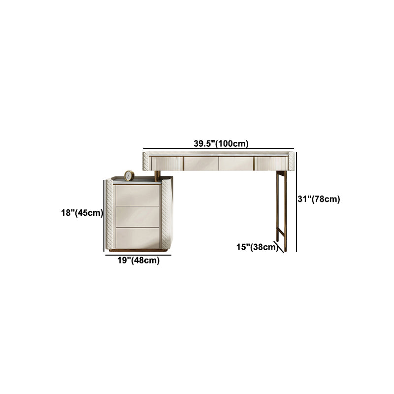 Stone Makeup Counter 14.96" Wide Solid Wood Vanity Tables with Storage Drawers