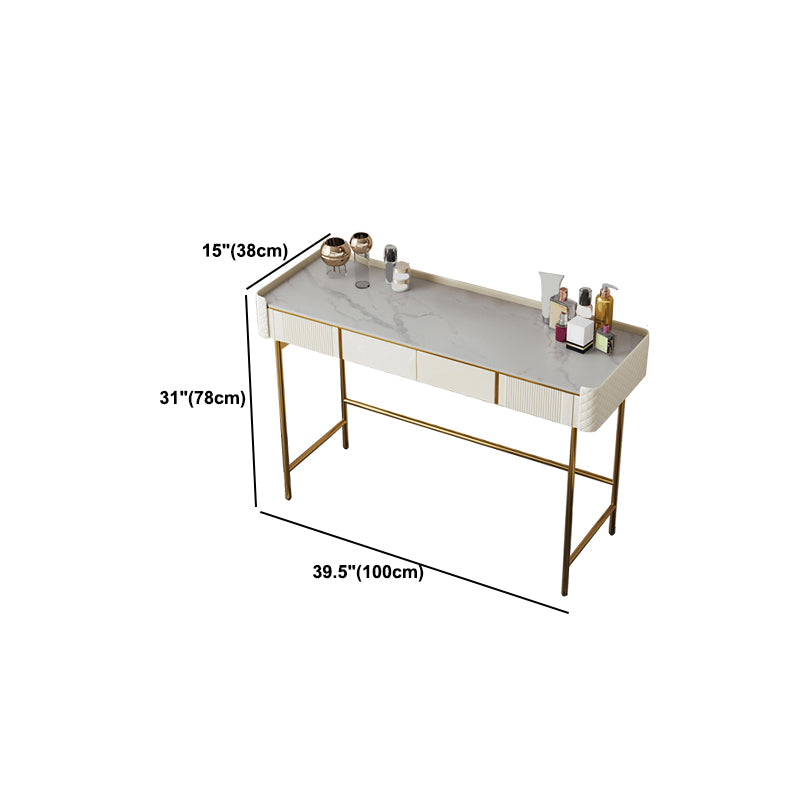 Stone Makeup Counter 14.96" Wide Solid Wood Vanity Tables with Storage Drawers