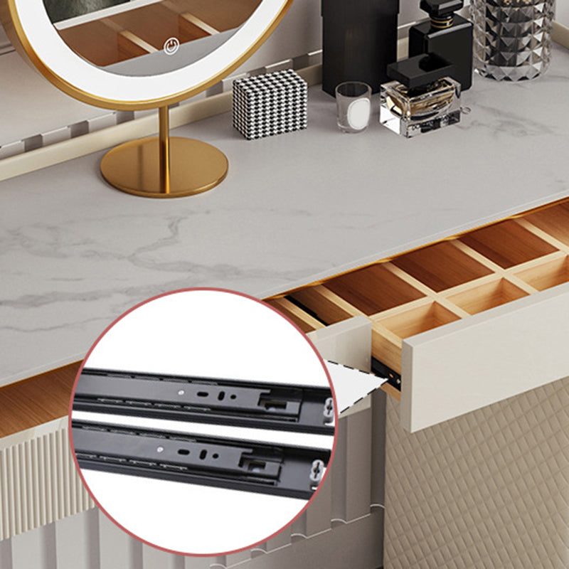 14.96" Wide Stone Makeup Counter Bright White Vanity Tables with Storage Drawers