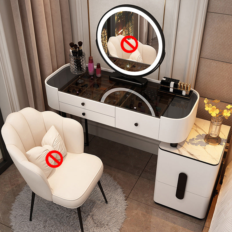 Glass Vanity Dressing Table 15.74" Wide Vanity Tables with 5 Storage Drawers