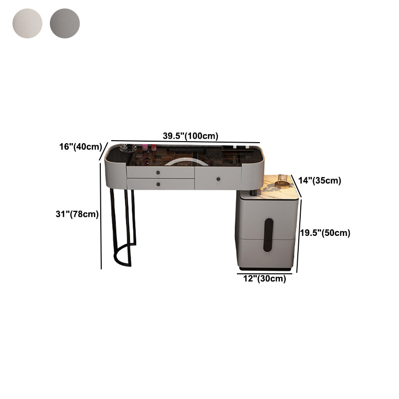 Glass Vanity Dressing Table 15.74" Wide Vanity Tables with 5 Storage Drawers