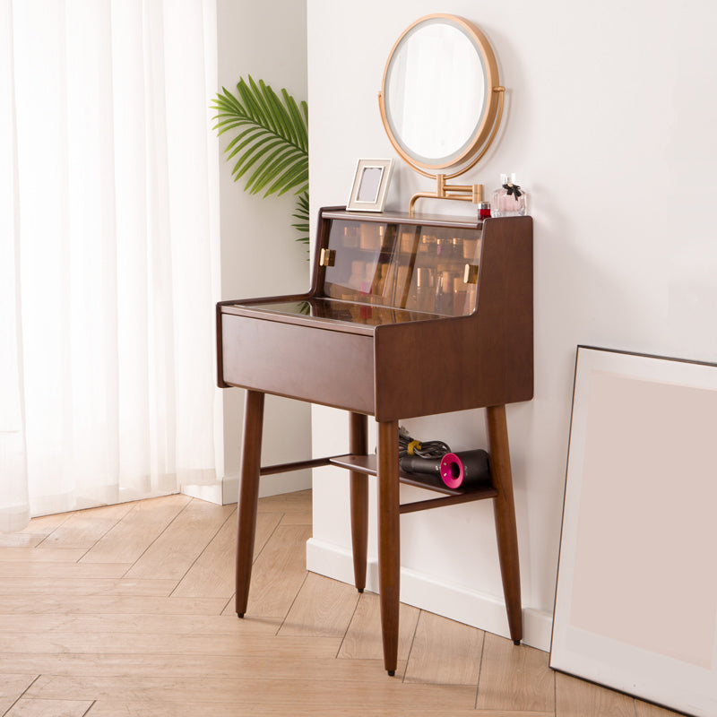 Brown Makeup Vanity Desk 54.33" High Vanity Tables with Drawer