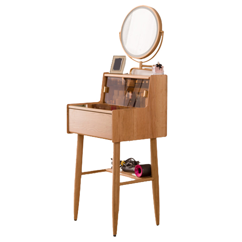 Brown Makeup Vanity Desk 54.33" High Vanity Tables with Drawer