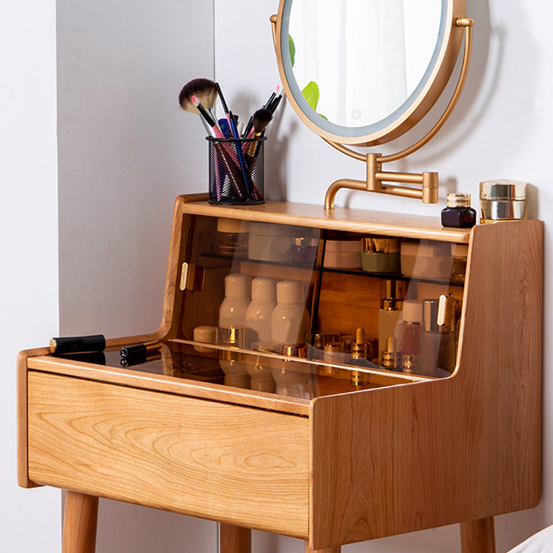 Brown Makeup Vanity Desk 54.33" High Vanity Tables with Drawer