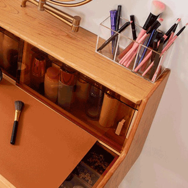 Brown Makeup Vanity Desk 54.33" High Vanity Tables with Drawer