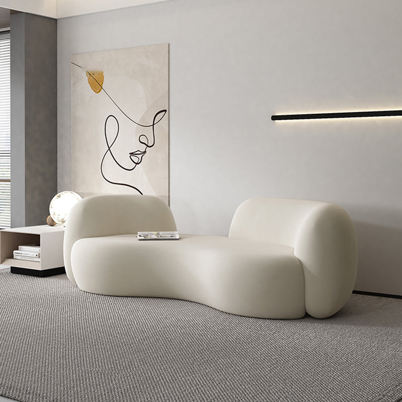 Contemporary White Microfiber 29.52" H Curved Tuxedo Arm Sofa