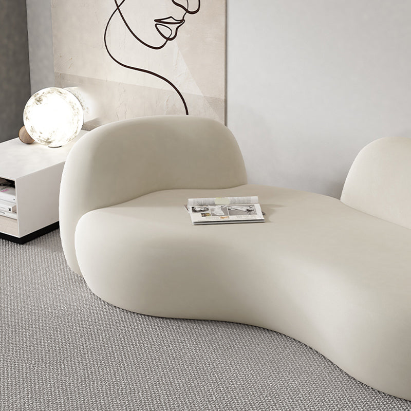 Contemporary White Microfiber 29.52" H Curved Tuxedo Arm Sofa
