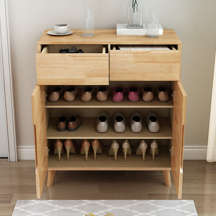 Contemporary Accent Cabinet Rubberwood Side Cabinet With Doors