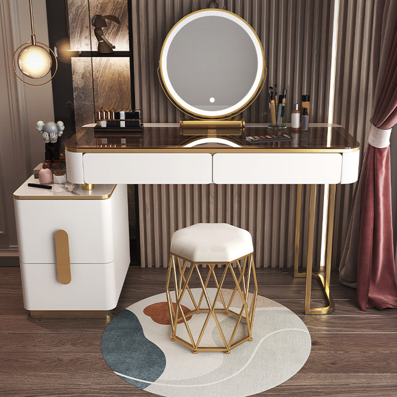 Glam Makeup Vanity Desk Bright White Vanity Tables with 4 Drawer, 15.74" Wide