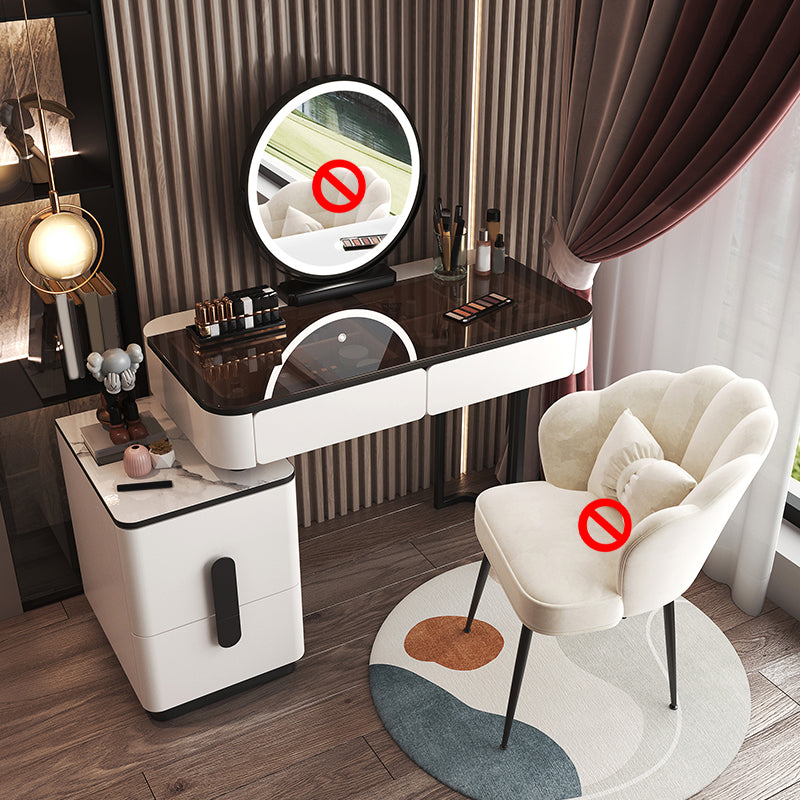 Glam Makeup Vanity Desk Bright White Vanity Tables with 4 Drawer, 15.74" Wide