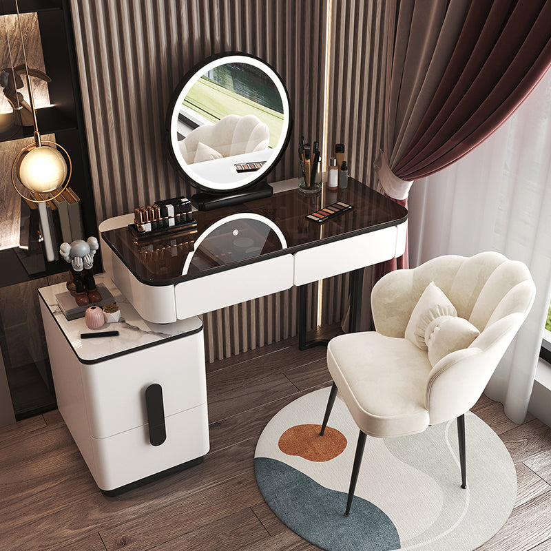 Glam Makeup Vanity Desk Bright White Vanity Tables with 4 Drawer, 15.74" Wide
