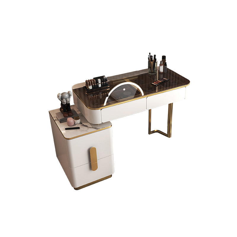 Glam Makeup Vanity Desk Bright White Vanity Tables with 4 Drawer, 15.74" Wide