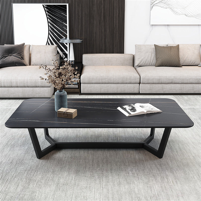 Trestle 1 Single Coffee Table 17.7" H Rectangular Slate Cocktail Table