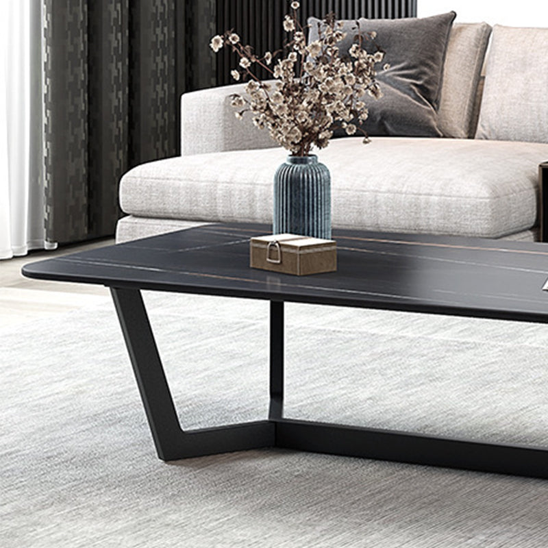 Trestle 1 Single Coffee Table 17.7" H Rectangular Slate Cocktail Table