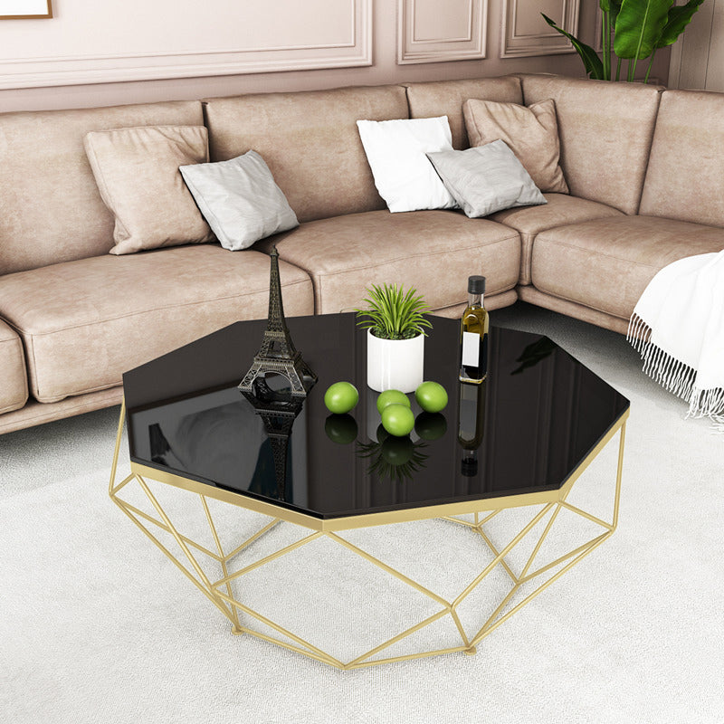 Frame Base Modern Cocktail Tabl Glass Top Coffee Table - 17.72" H