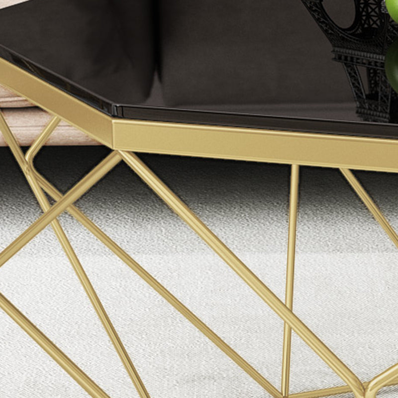 Frame Base Modern Cocktail Tabl Glass Top Coffee Table - 17.72" H