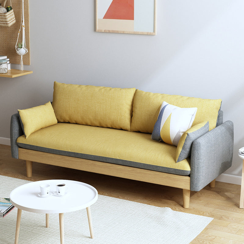 Contemporary 29.9" H Cotton Blend Square Arm Sofa for Apartment