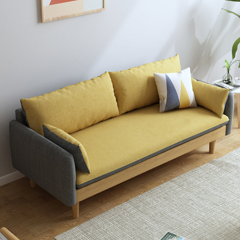 Contemporary 29.9" H Cotton Blend Square Arm Sofa for Apartment