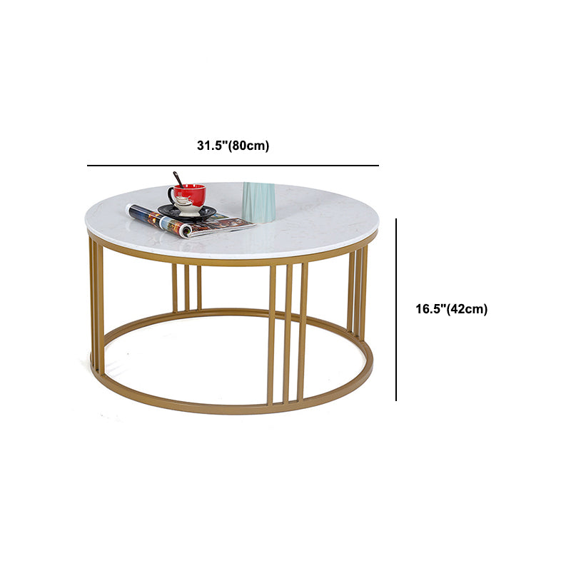 Metal Glam Fram Gold Base Coffee Table Stone Top Cocktail Table