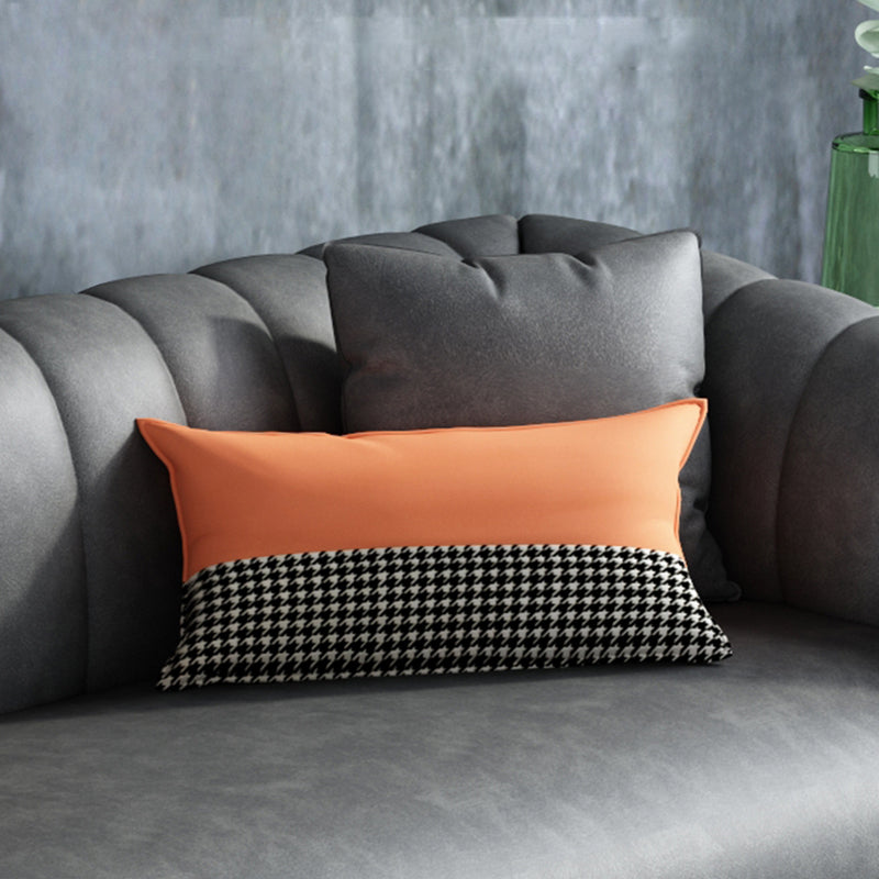 Contemporary 31.5" H Faux Leather Tuxedo Arm Sewn Pillow Back Sofa
