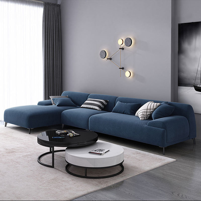 L-shape 4-seater Fabric Sectional Recessed Armed Sectional Sofa