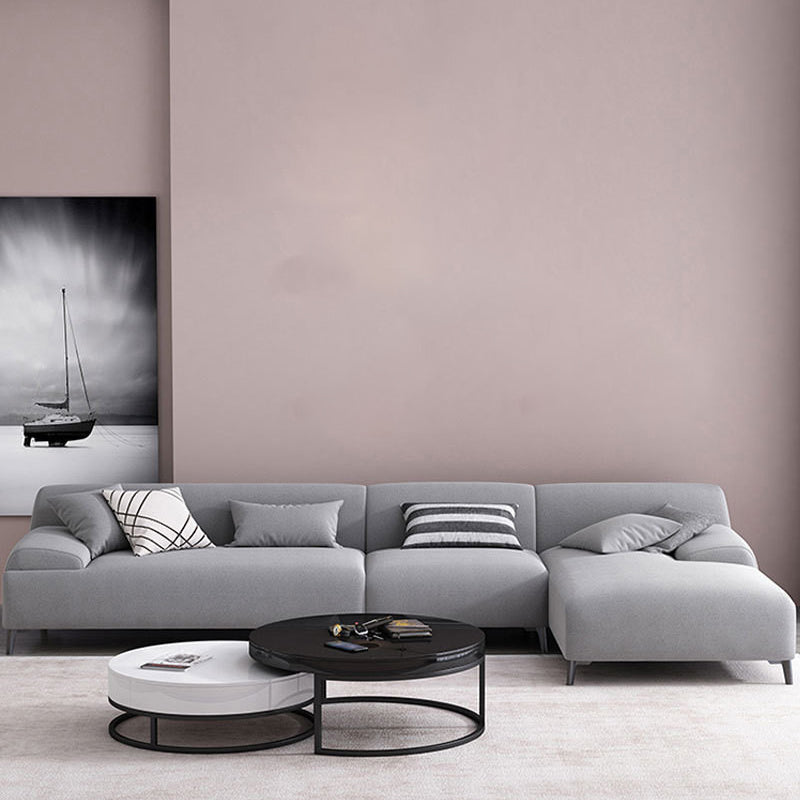 L-shape 4-seater Fabric Sectional Recessed Armed Sectional Sofa