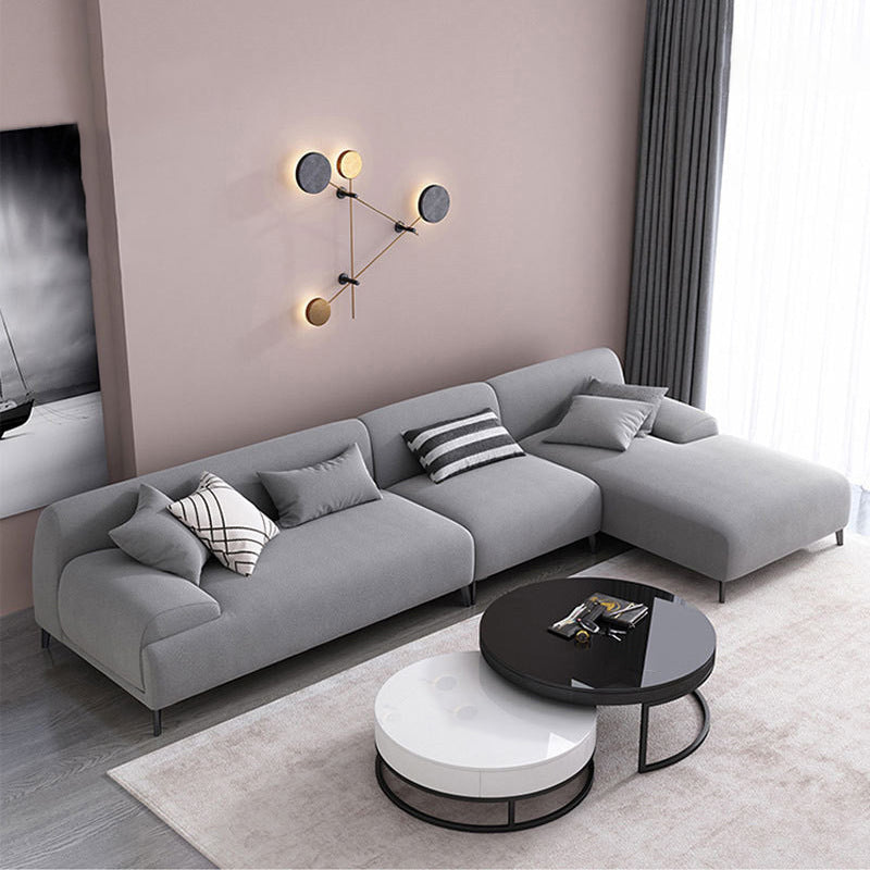 L-shape 4-seater Fabric Sectional Recessed Armed Sectional Sofa