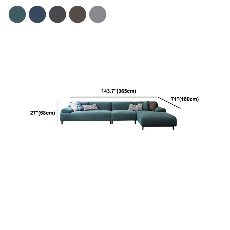 L-shape 4-seater Fabric Sectional Recessed Armed Sectional Sofa