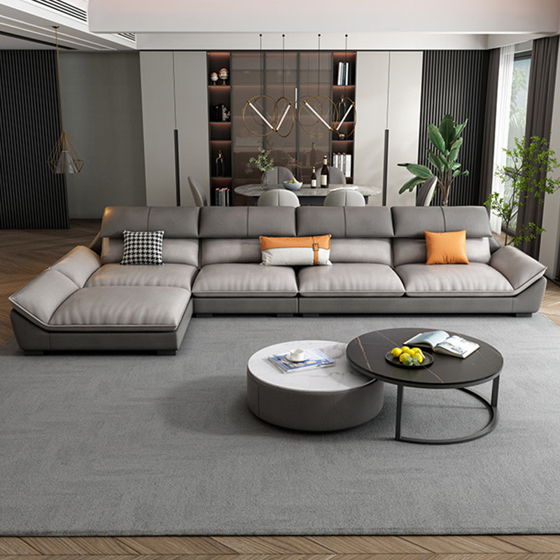 Pillow Top Arm Sectional L-shape 4-seater Faux Leather Sectional