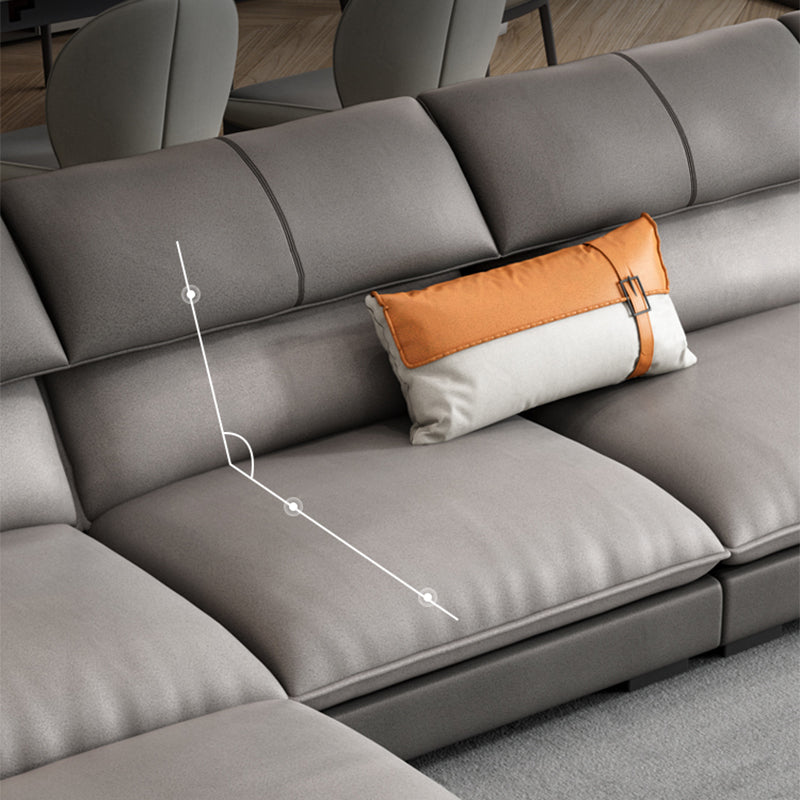 Pillow Top Arm Sectional L-shape 4-seater Faux Leather Sectional