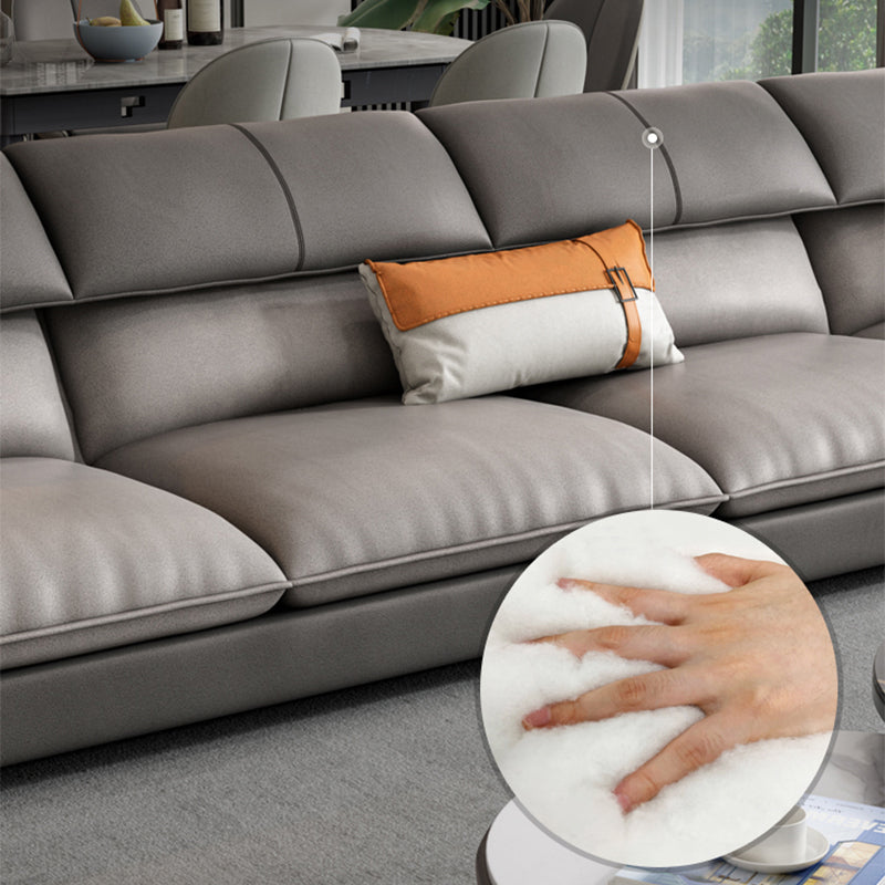 Pillow Top Arm Sectional L-shape 4-seater Faux Leather Sectional