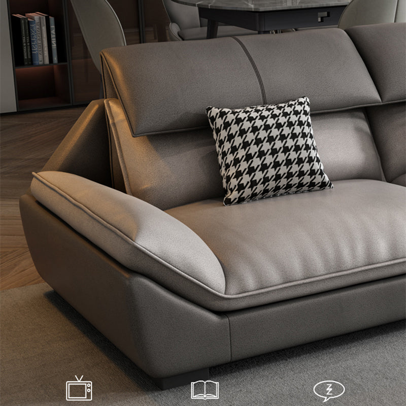 Pillow Top Arm Sectional L-shape 4-seater Faux Leather Sectional