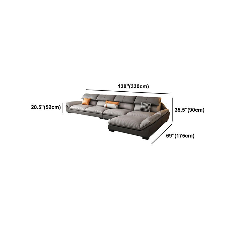 Pillow Top Arm Sectional L-shape 4-seater Faux Leather Sectional