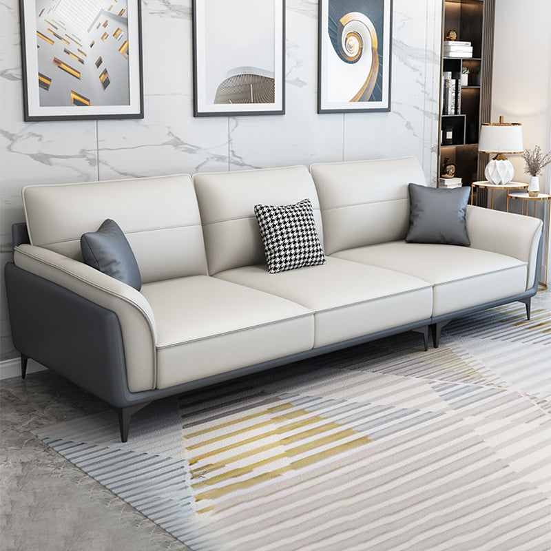 Faux Leather Pillow Back Sectional Sofa Flared Arm Sofa & Chaise