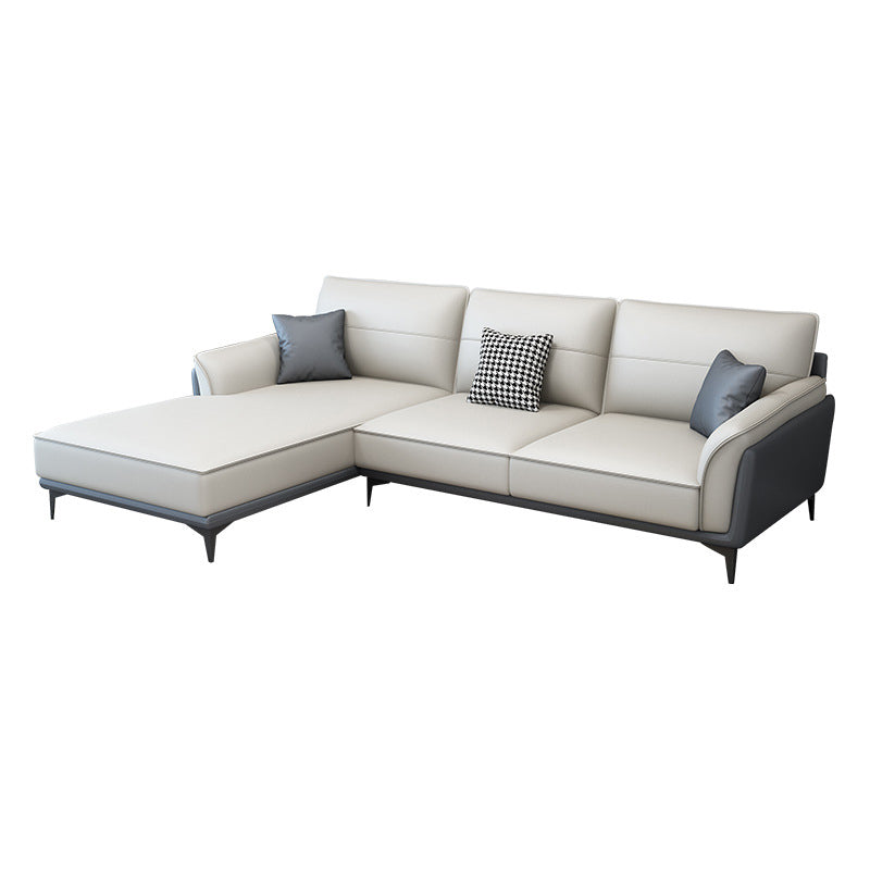 Faux Leather Pillow Back Sectional Sofa Flared Arm Sofa & Chaise