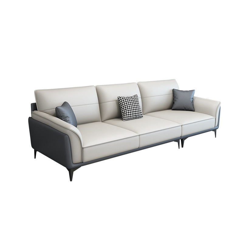 Faux Leather Pillow Back Sectional Sofa Flared Arm Sofa & Chaise