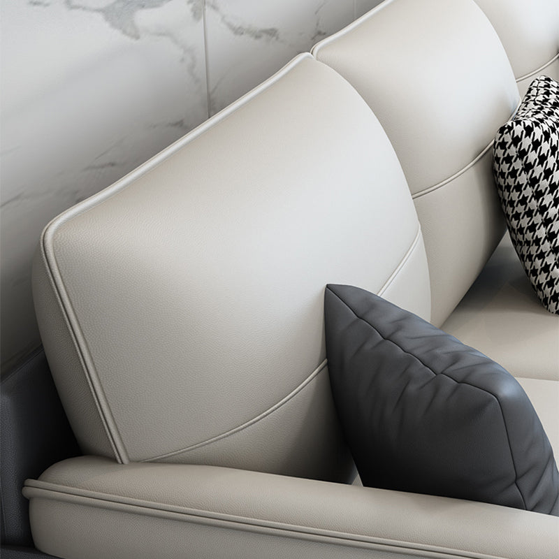 Faux Leather Pillow Back Sectional Sofa Flared Arm Sofa & Chaise