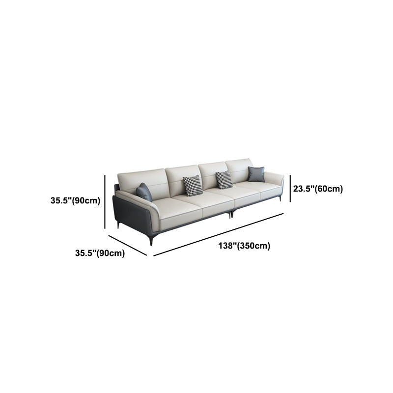 Faux Leather Pillow Back Sectional Sofa Flared Arm Sofa & Chaise