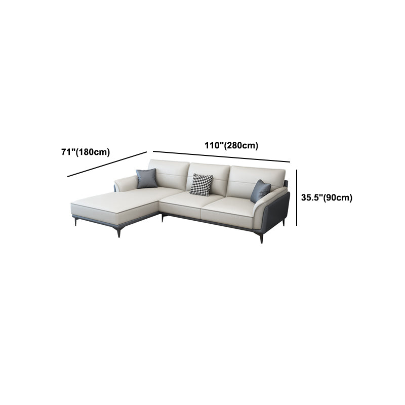 Faux Leather Pillow Back Sectional Sofa Flared Arm Sofa & Chaise