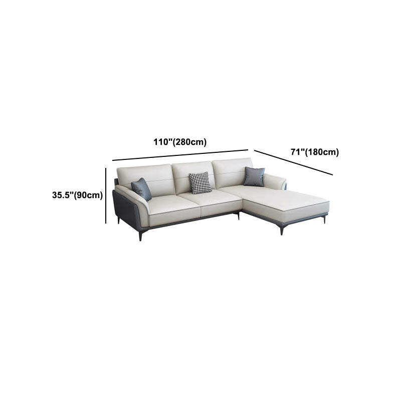 Faux Leather Pillow Back Sectional Sofa Flared Arm Sofa & Chaise