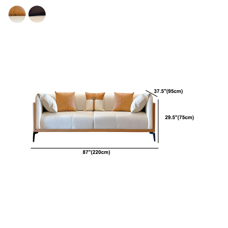 29.5" H Contemporary Faux Leather Pillow Top Arm Sofa for Living Room