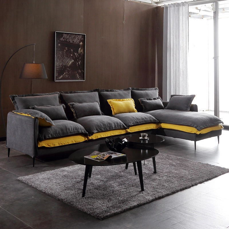 Scandinavian 5-seater Fabric Sectional L-shape Slipcovered Sectional